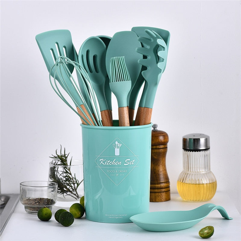 Conjunto de Utensílios em Silicone - 12 Peças